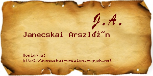 Janecskai Arszlán névjegykártya